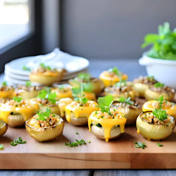 baby-corn-and-cheese-stuffed-mushrooms